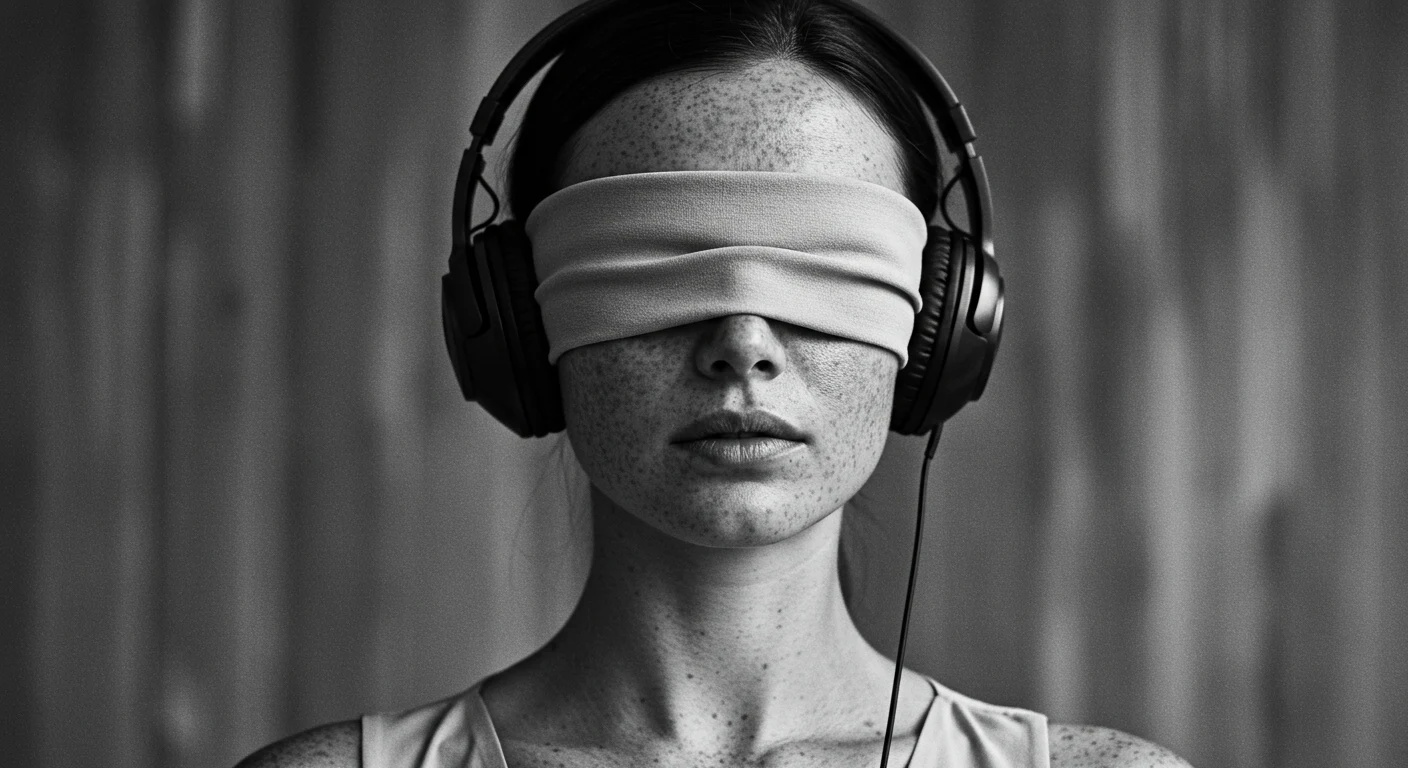 AI with a blindfold representing the limitations of AI systems